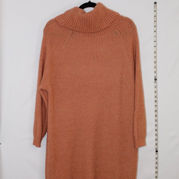 Fable orange/rust-colored chunky knit cowl neck sweater dress L - Picture 7 of 9